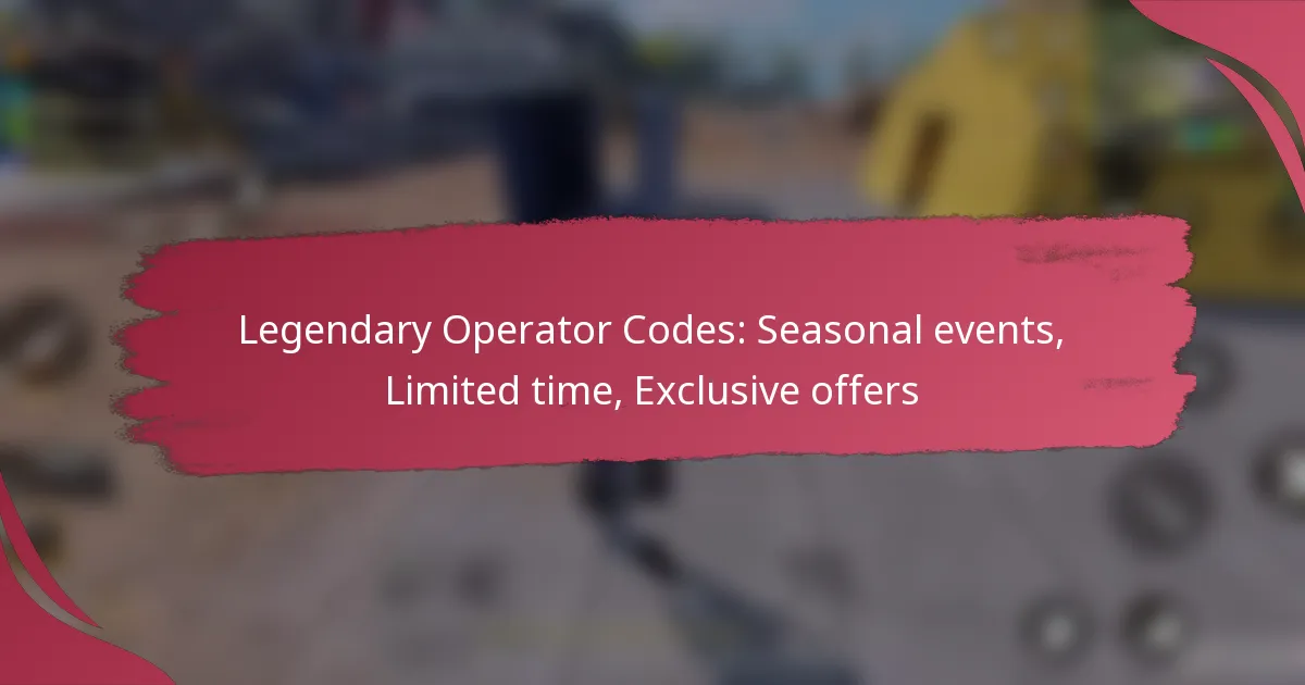 Legendary Operator Codes: Seasonal events, Limited time, Exclusive offers