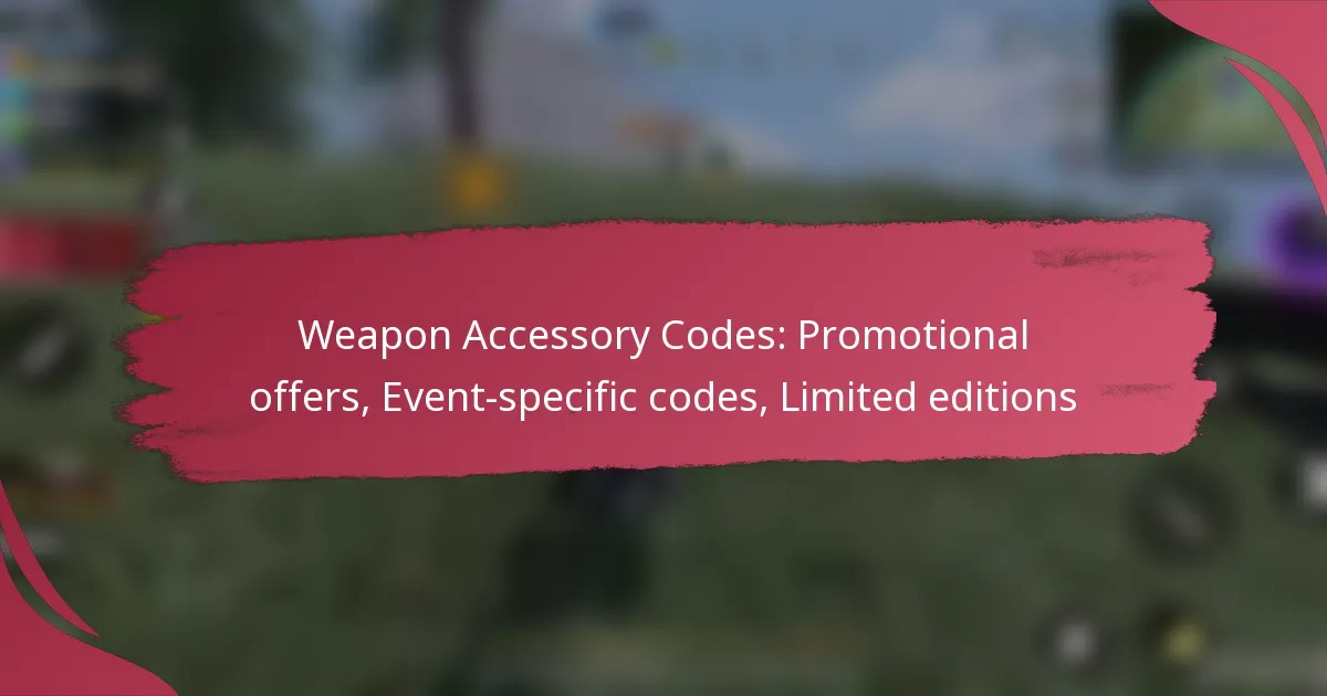 Weapon Accessory Codes: Promotional offers, Event-specific codes, Limited editions
