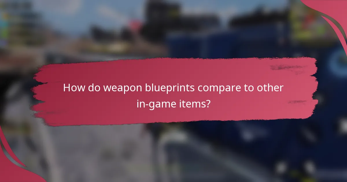How do weapon blueprints compare to other in-game items?
