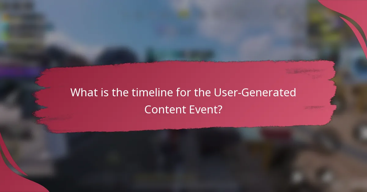 What is the timeline for the User-Generated Content Event?