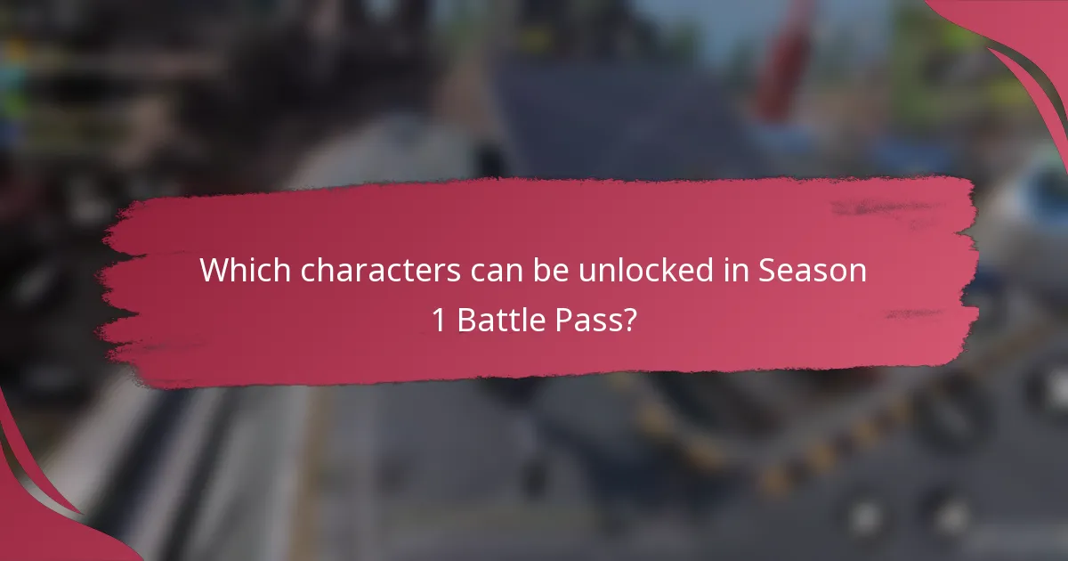 Which characters can be unlocked in Season 1 Battle Pass?