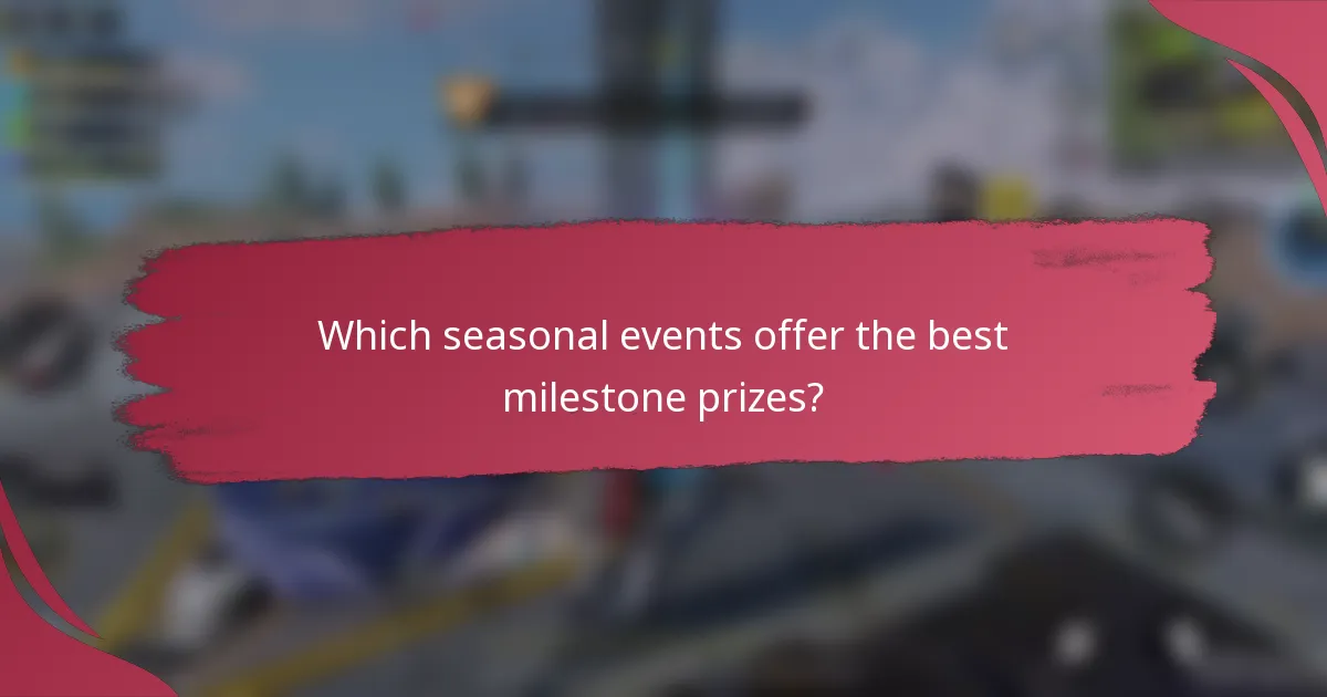 Which seasonal events offer the best milestone prizes?