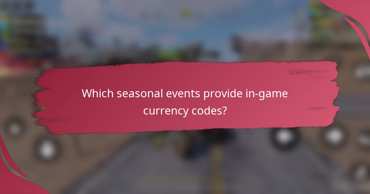 Which seasonal events provide in-game currency codes?