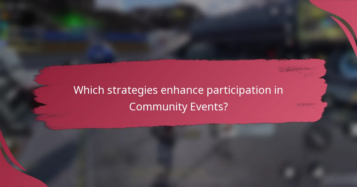 Which strategies enhance participation in Community Events?